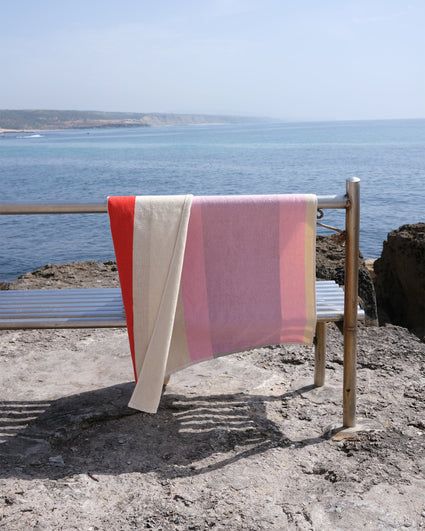 Beach towel Red Dark Green Toffee Pink