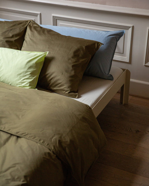 Duvet Cover Satin Khaki Green