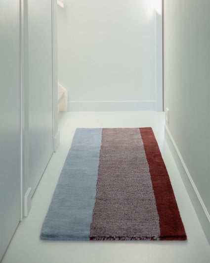 Rug Wool Vertical Sky Blue Burgundy