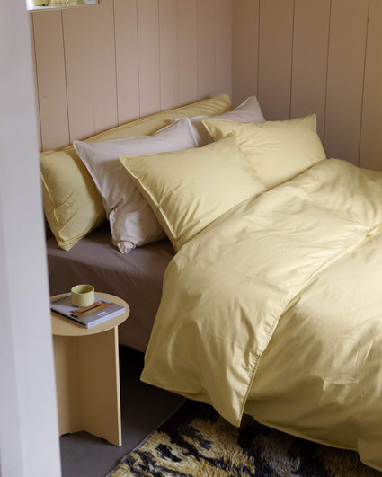 Duvet Cover Set Cotton Butter Yellow