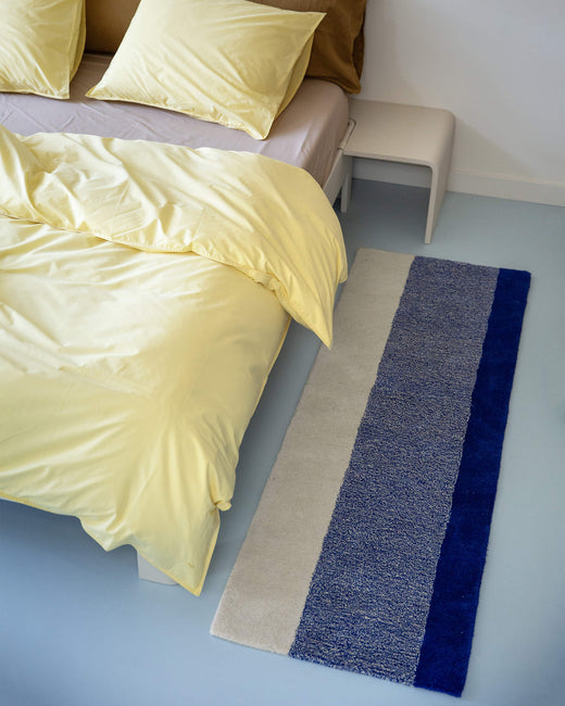 Rug Wool Vertical Cobalt Blue Ecru