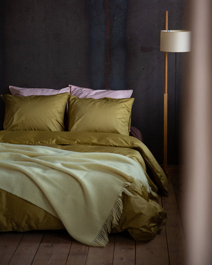 Duvet Cover Set Satin Olive Gold