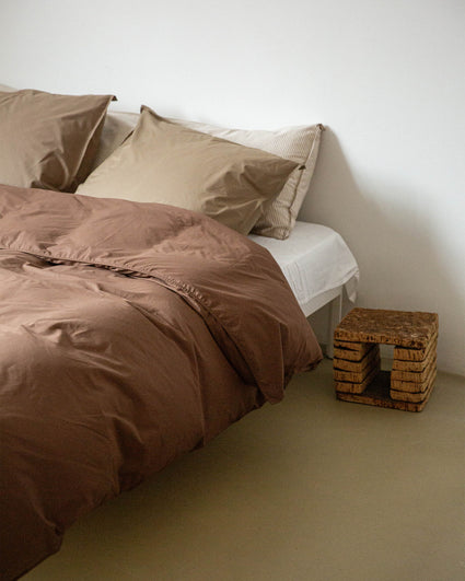bedMATE Striped Cotton Pillowcase Brown Ecru