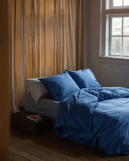 Duvet Cover Satin Ocean Blue
