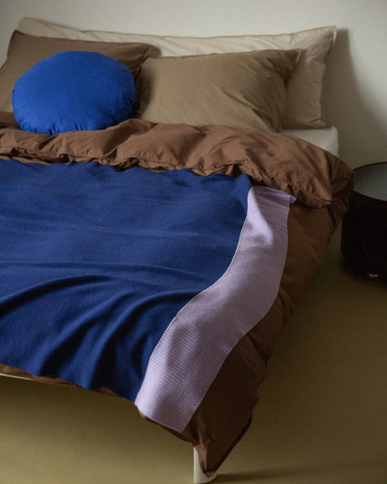 Merino Plaid Blue Brown Lilac