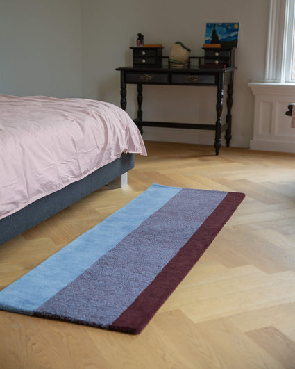 Rug Wool Vertical Sky Blue Burgundy