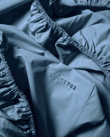 Cotton Fitted Sheet Quiet Blue