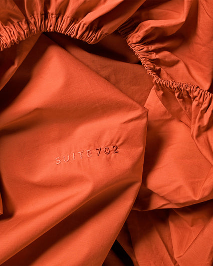 Fitted Sheet Cotton Poppy Orange