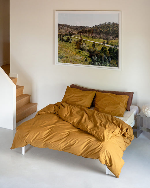 Duvet Cover Set Cotton Khaki Gold