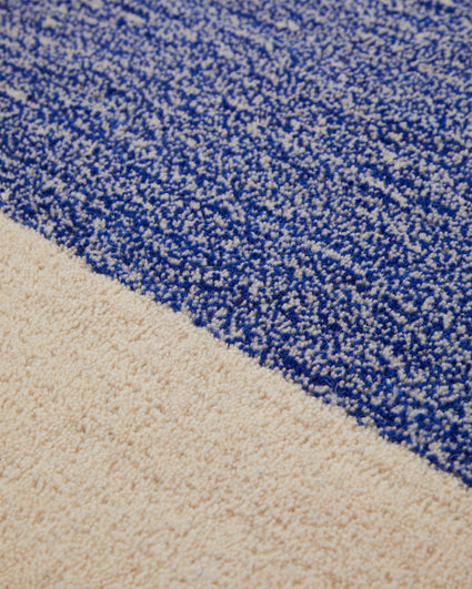 Rug Wool Horizontal Cobalt Blue Ecru