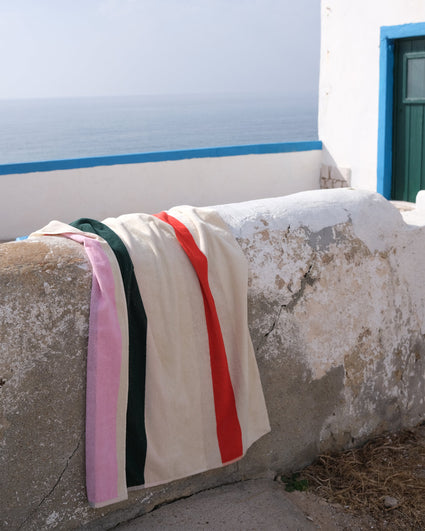 Beach towel Red Dark Green Toffee Pink