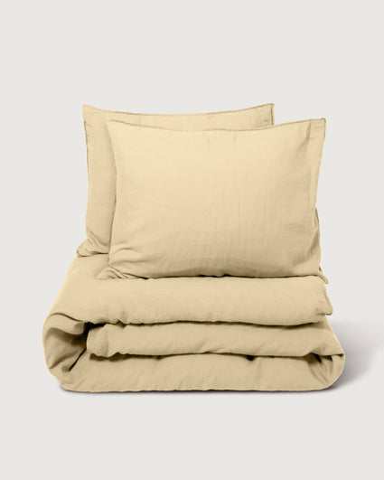 Duvet Cover Set Linen Creamy Yellow
