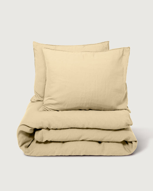 Duvet Cover Set Linen Creamy Yellow