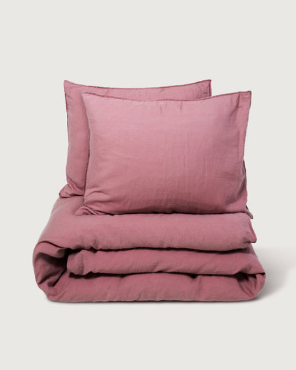 Duvet Cover Set Linen Mauve Rose