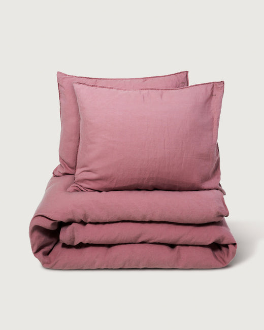 Duvet Cover Set Linen Mauve Rose