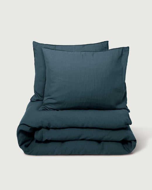 Duvet Cover Set Linen Midnight Blue