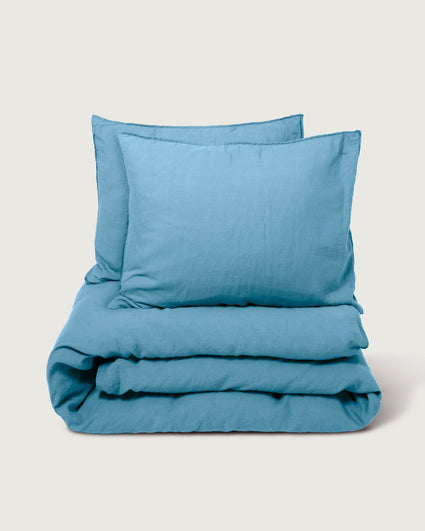 Duvet Cover Set Linen True Blue