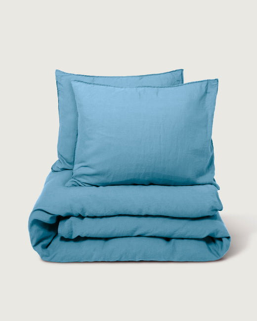 Duvet Cover Set Linen True Blue