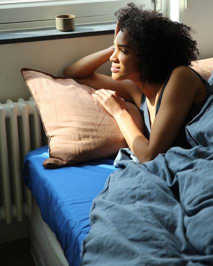 Fitted Sheet Cotton Cobalt Blue