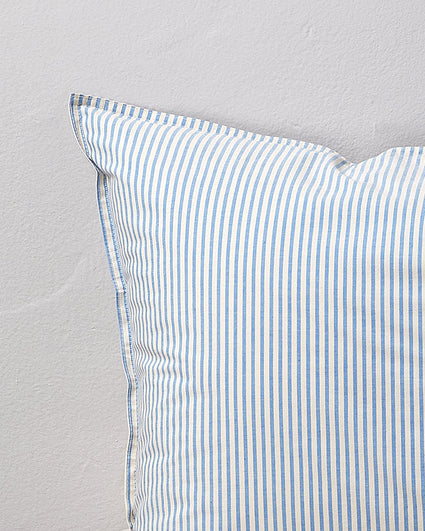 bedMATE Pillowcase Stripe Cotton Blue Ecru