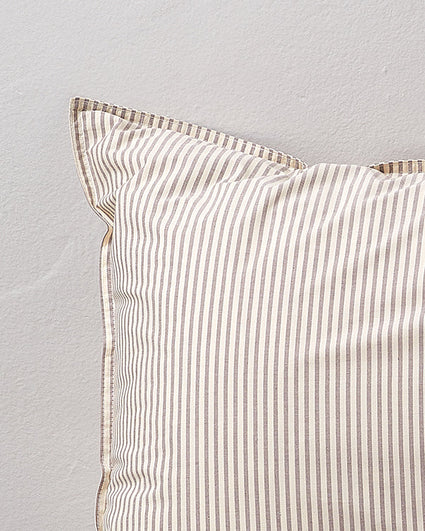bedMATE Striped Cotton Pillowcase Brown Ecru
