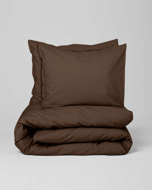 Duvet Cover Set Cotton Coffee Brown