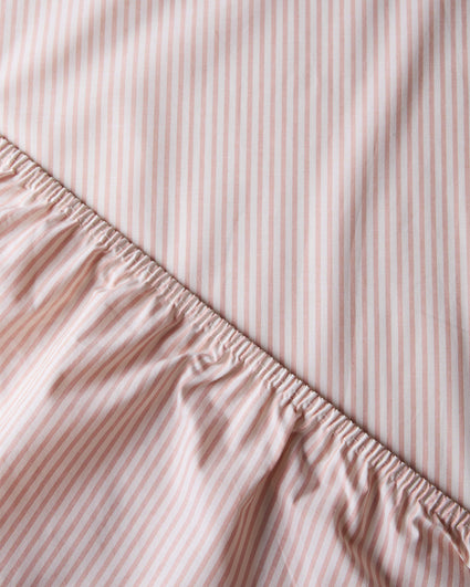Hoeslaken Katoen Streep Peach Ecru
