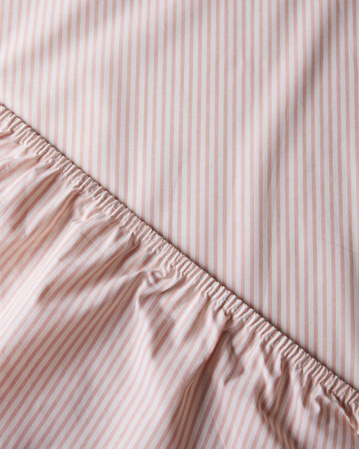 Hoeslaken Katoen Streep Peach Ecru