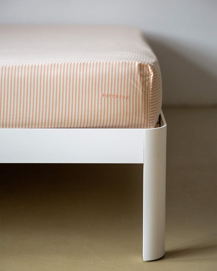 Hoeslaken Katoen Streep Peach Ecru