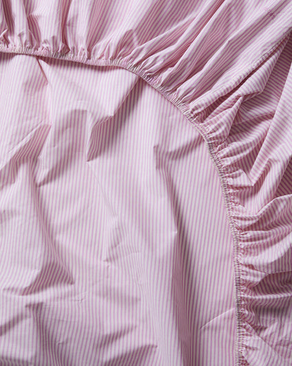 Hoeslaken Katoen Streep Pink Ecru