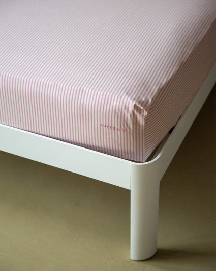 Hoeslaken Katoen Streep Pink Ecru
