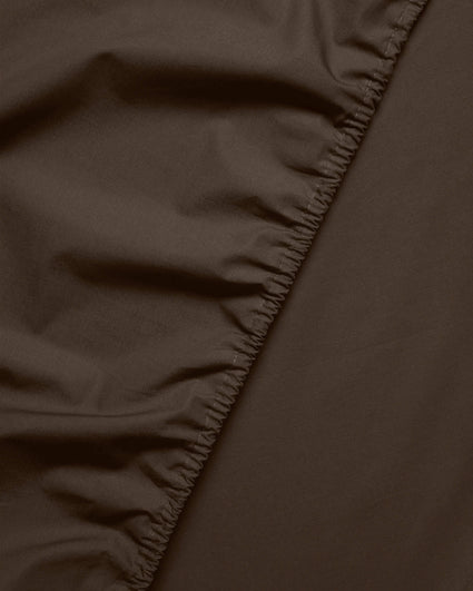 Fitted Sheet Cotton Coffee Brown