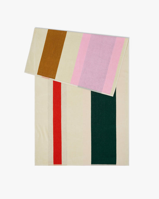 Beach towel Red Dark Green Toffee Pink
