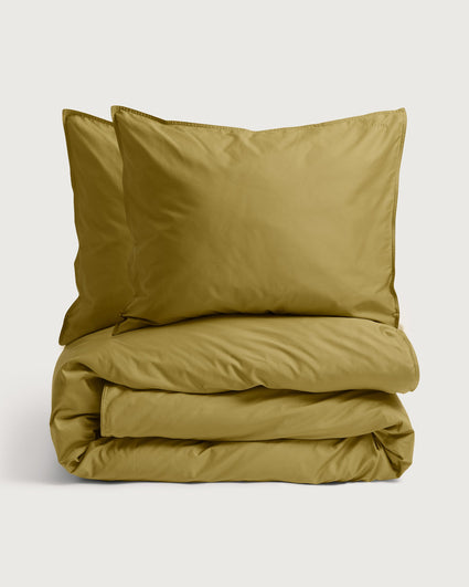 Duvet Cover Set Satin Olive Gold