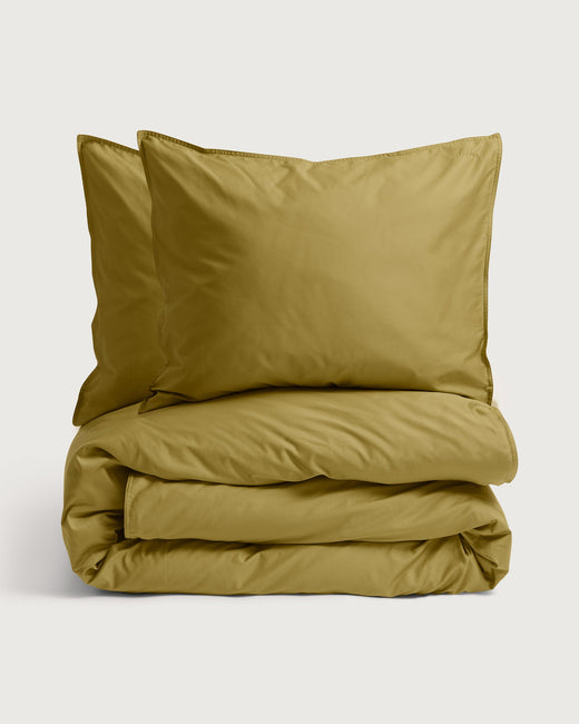 Duvet Cover Set Satin Olive Gold