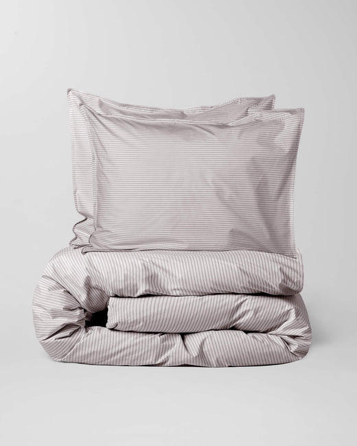 Bedding Set Cotton Stripe Brown Ecru