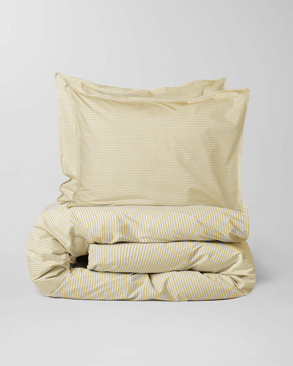 Bedding Set Cotton Stripe Lemon Ecru