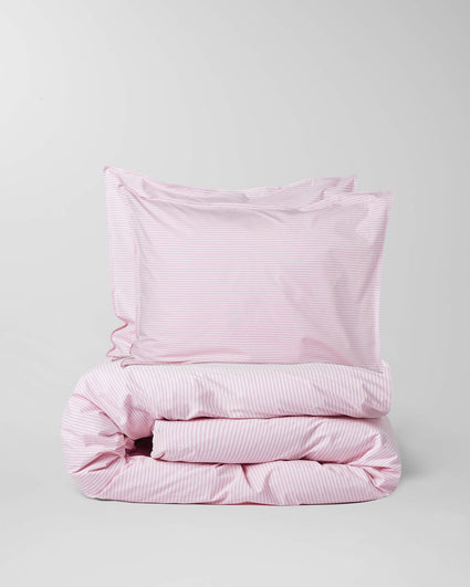 Dekbedovertrek Katoen Streep Pink Ecru