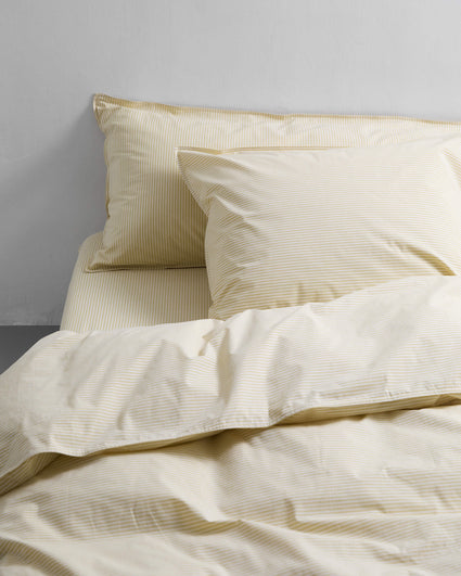 Bedding Set Cotton Stripe Lemon Ecru
