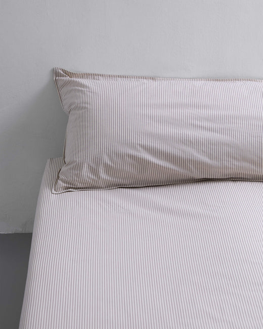 bedMATE Striped Cotton Pillowcase Brown Ecru