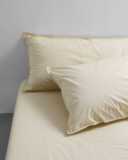 bedMATE Pillowcase Stripe Cotton Lemon Ecru