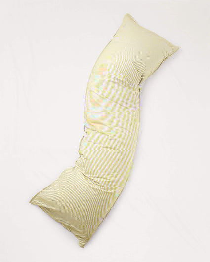 bedMATE Pillowcase Stripe Cotton Lemon Ecru