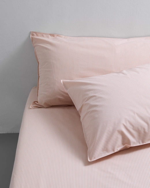 bedMATE Pillowcase Stripe Cotton Peach Ecru