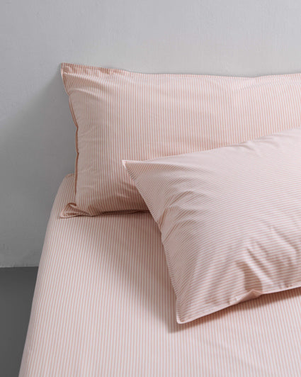 Kussensloop Katoen Streep Peach Ecru