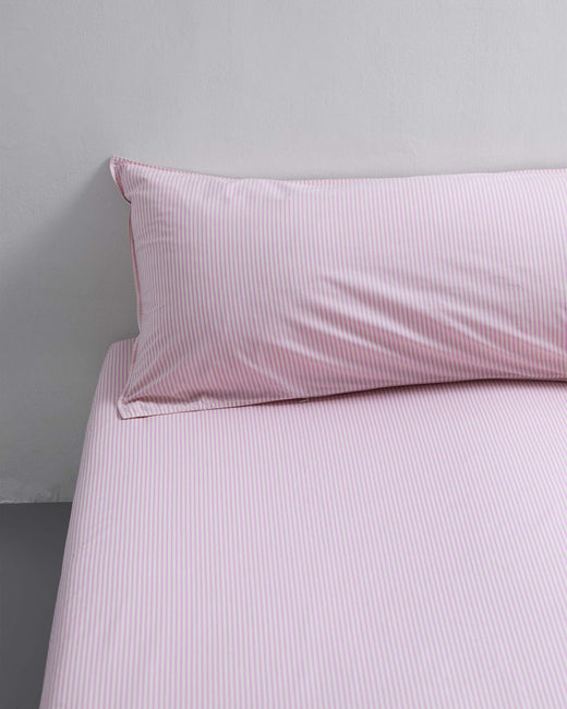 bedMATE Pillowcase Stripe Cotton Pink Ecru