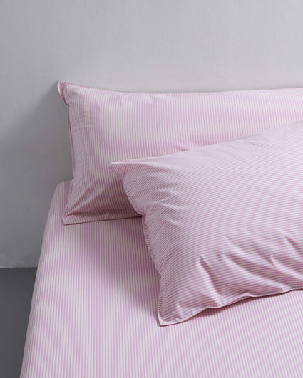 Kussensloop Katoen Streep Pink Ecru