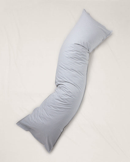 bedMATE Pillowcase Stripe Cotton Blue Ecru