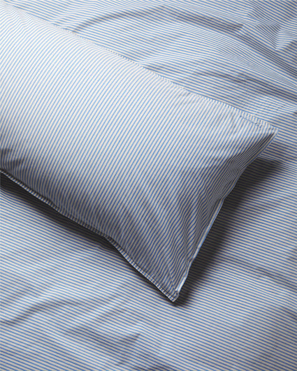bedMATE Pillowcase Stripe Cotton Blue Ecru