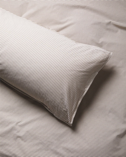 bedMATE Striped Cotton Pillowcase Brown Ecru