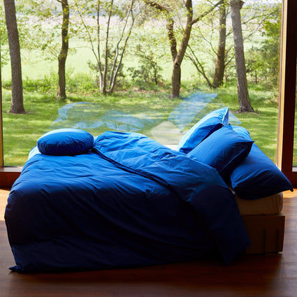 Cotton Cobalt Blue Duvet Cover Set